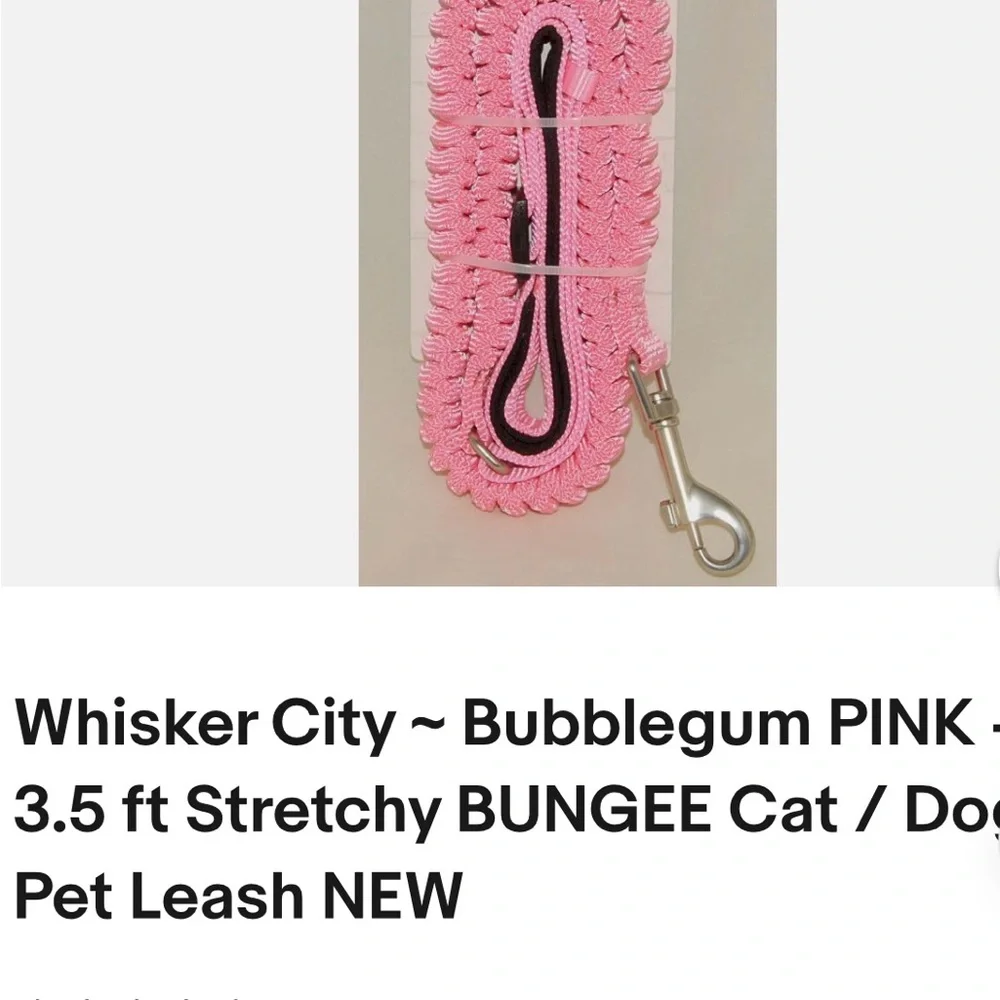 Pink Bungee leash for cat or small dog too. 3.5 ft. NWT